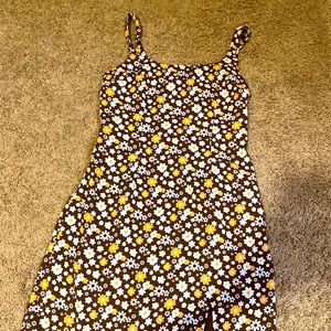 Hollister Brown Sundress with Flowers Retro